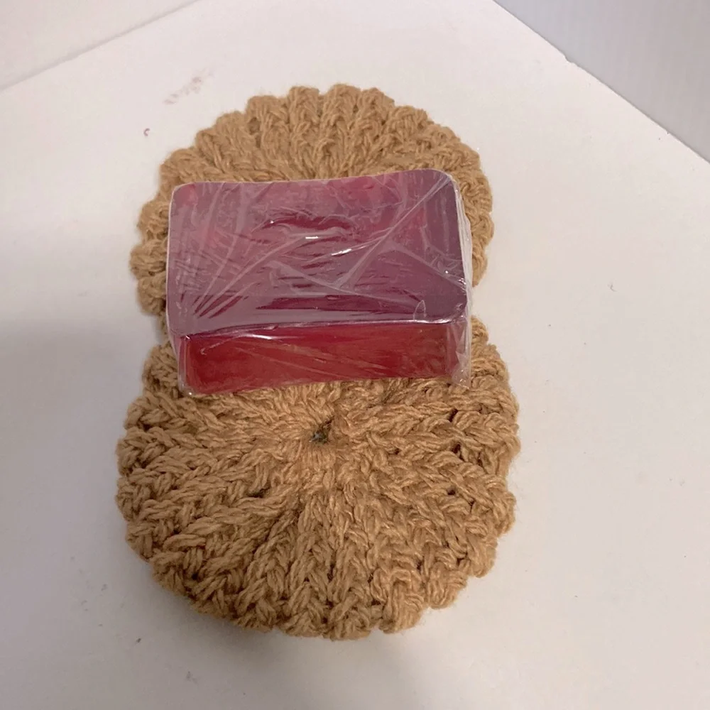 Glycerin Soap with Face and Body Wash Brown Scrubbies Scrubby Set of 2